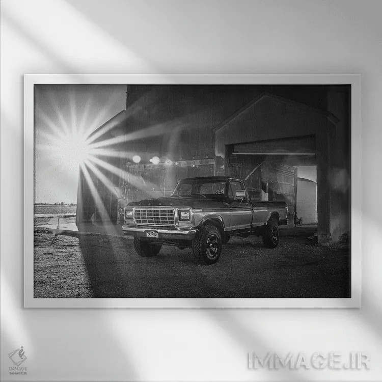 تابلو فورد F-150 سفارشی ۱۹۷۹ (تکرنگ) اثر کریستوفر توماس - نمای قابدار سفید