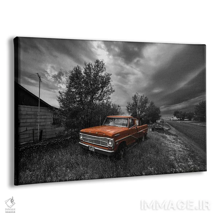 تابلو کامیون فورد قرمز قدیمی اثر کریستوفر توماس - نمای پرسپکتیو محصول