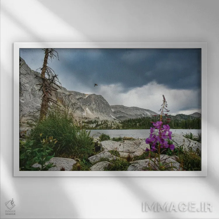 تابلو دریاچهٔ ماری در ماه اوت اثر کریستوفر توماس - نمای قابدار سفید