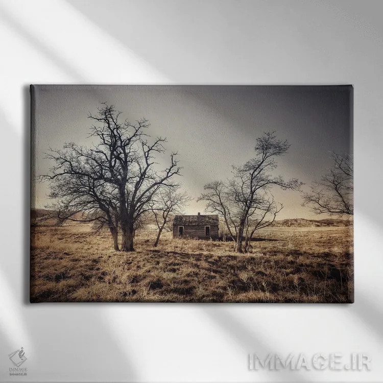 تابلو خانه کمرنگ کنار تپهها اثر کریستوفر توماس - نمای روبهرو روی دیوار