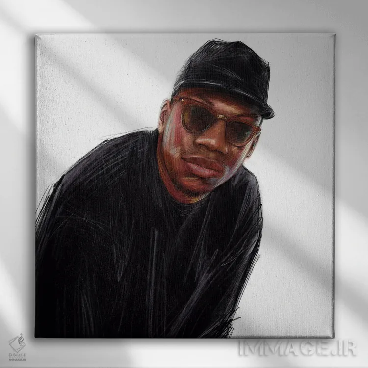 تابلو کیآراس-وان (خواننده رپ) اثر کریستین پانیآگوا - نمای روبهرو روی دیوار