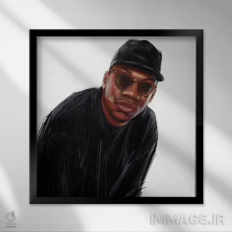 تابلو کیآراس-وان (خواننده رپ) اثر کریستین پانیآگوا - نمای قابدار مشکی