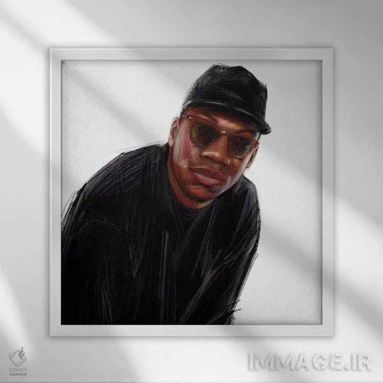 تابلو کیآراس-وان (خواننده رپ) اثر کریستین پانیآگوا - نمای قابدار سفید