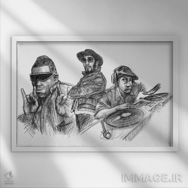 تابلو بنیانگذاران هیپ هاپ اثر کریستین پانیآگوا - نمای قابدار سفید