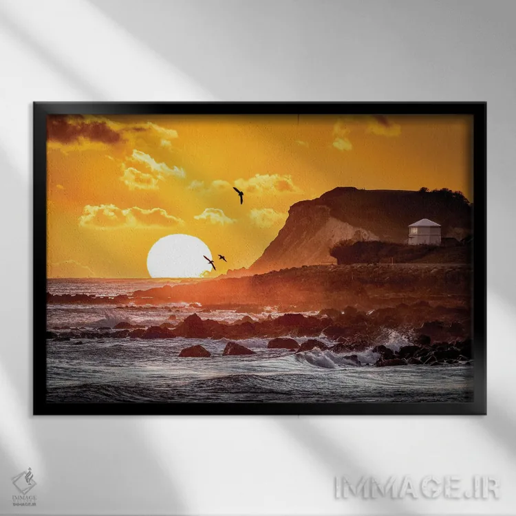 تابلو غروب ساحل ونتنور اثر چاد پاول - نمای قابدار مشکی
