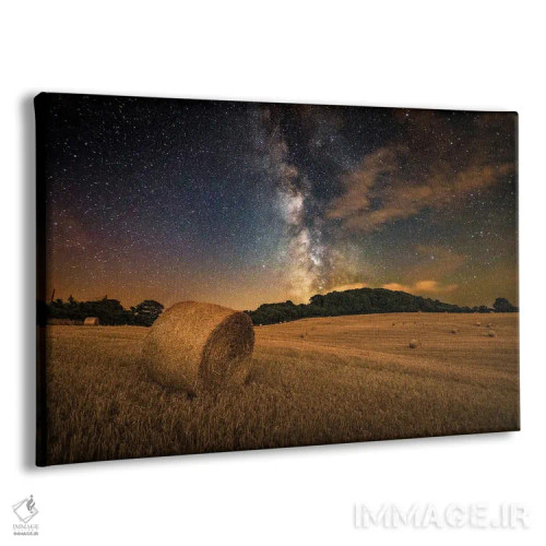 تابلو راه شیری بالای مزرعه گلولههای یونجه اثر چاد پاول - نمای پرسپکتیو محصول