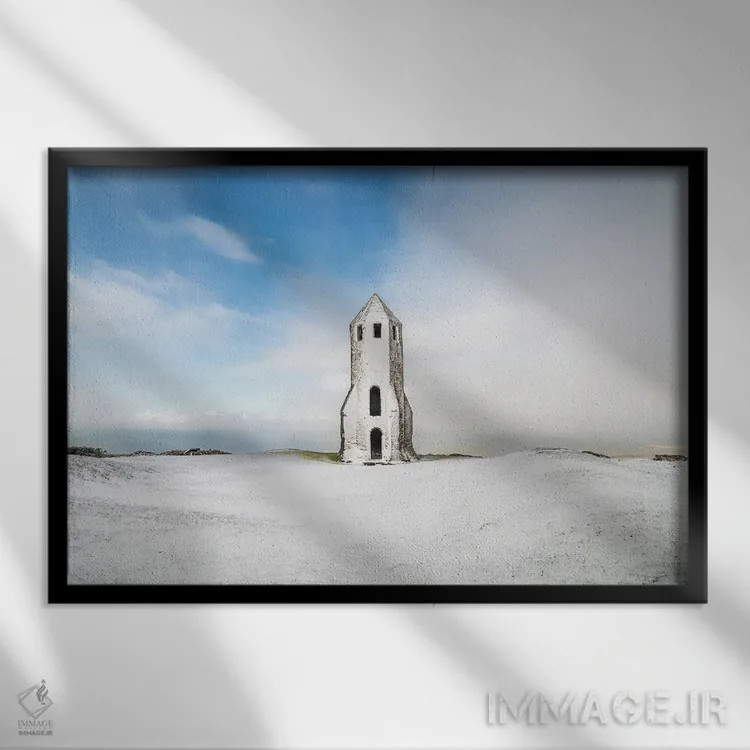 تابلو برج کاترین مقدس در برف اثر چاد پاول - نمای قابدار مشکی