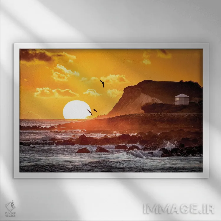 تابلو غروب ساحل ونتنور اثر چاد پاول - نمای قابدار سفید