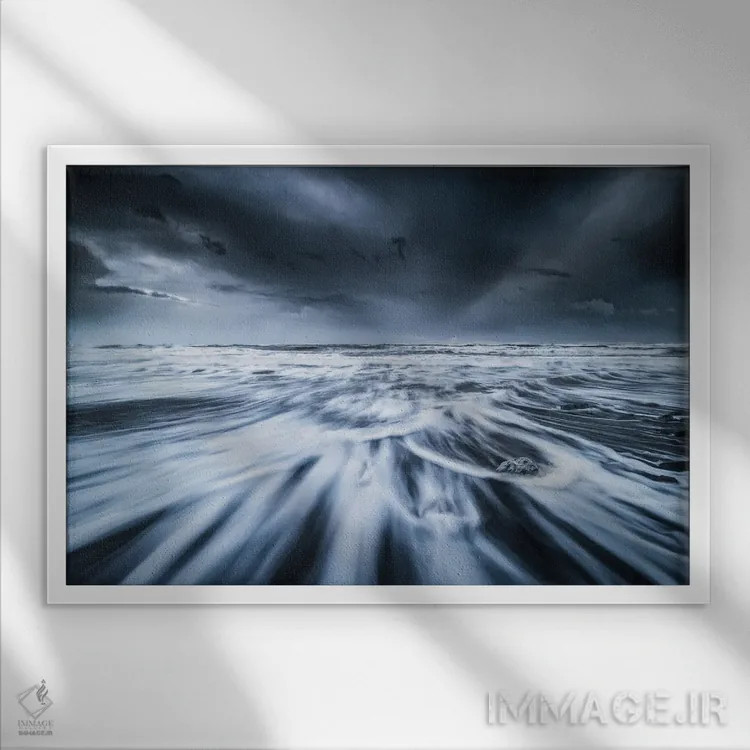 تابلو موج زمستانی اثر چاد پاول - نمای قابدار سفید