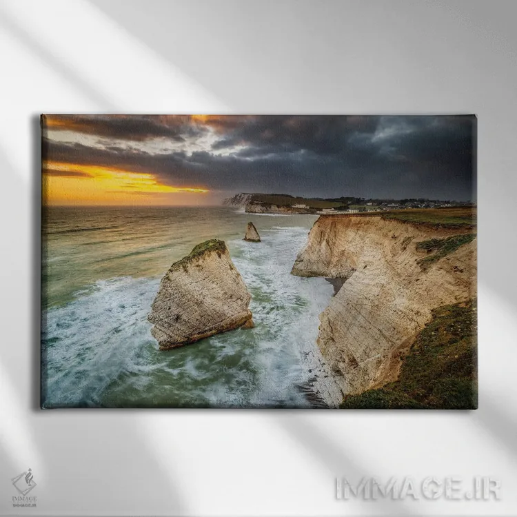 تابلو غروب از صخرههای خلیج آب شیرین اثر چاد پاول - نمای روبهرو روی دیوار