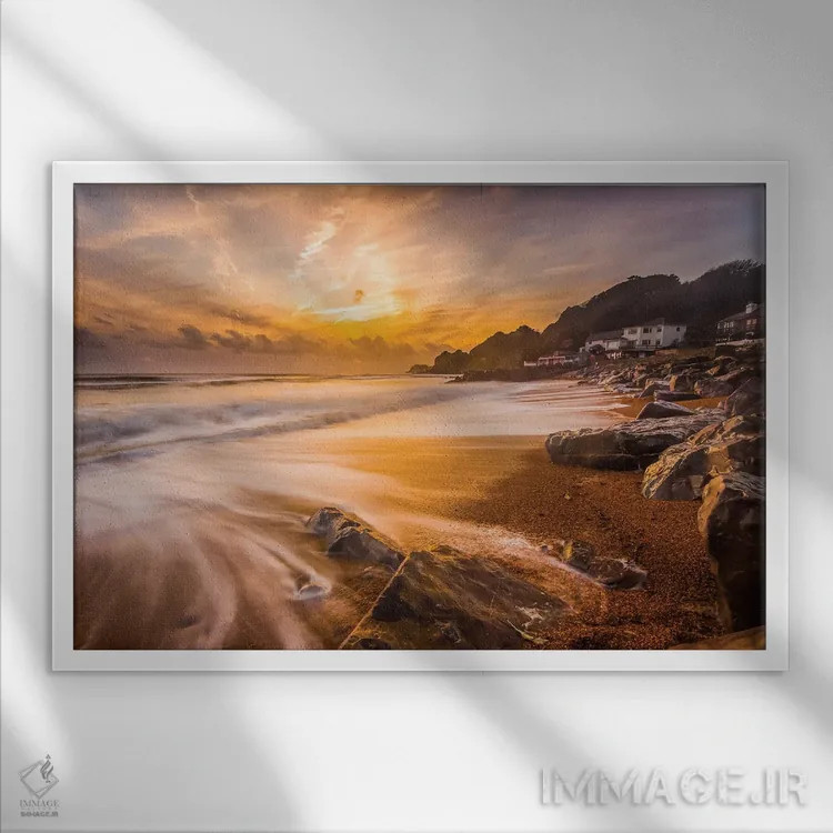 تابلو غروب خلیج استیهیل اثر چاد پاول - نمای قابدار سفید