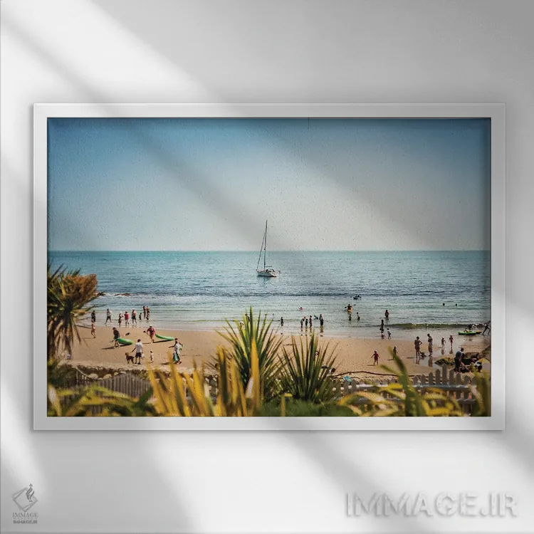 تابلو قایق تفریحی خلیج استیهیل اثر چاد پاول - نمای قابدار سفید