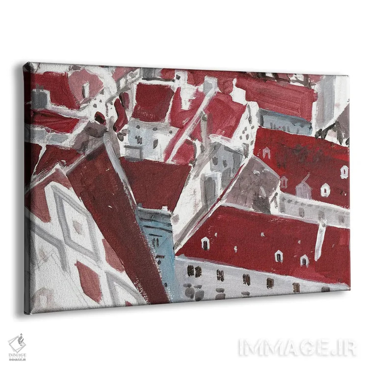 تابلو سقفهای قرمز اثر شارلوت پی. - نمای پرسپکتیو محصول