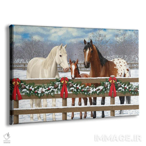تابلو خانواده اسب - کریسمس سفید اثر کریستا فارست - نمای پرسپکتیو محصول