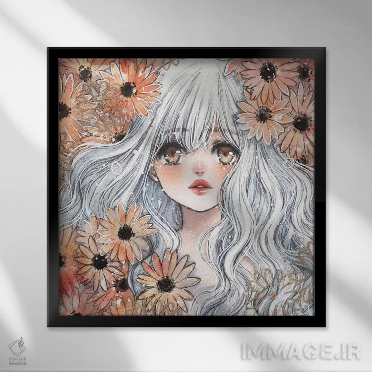 تابلو گل پاییزی اثر چریوکی - نمای قابدار مشکی