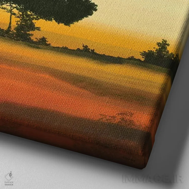 تابلو "درخشش طلایی دو" اثر رابرت شارون - نمای نزدیک بافت بوم