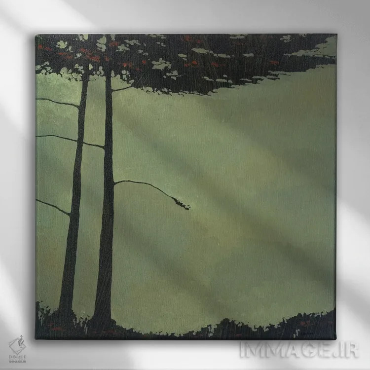 تابلو "منظرهٔ جنگلی چهار" اثر رابرت شارون - نمای روبهرو روی دیوار