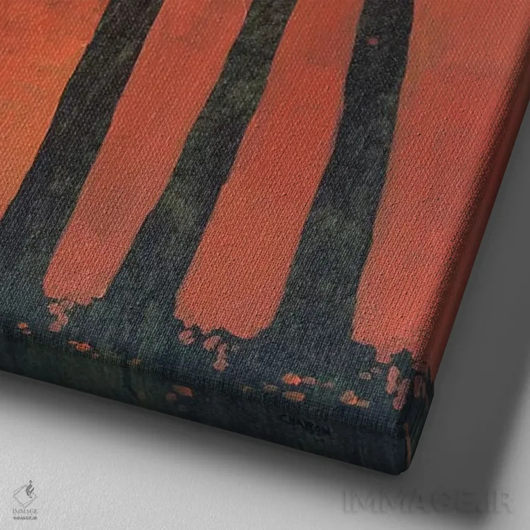 تابلو "منظرهٔ جنگلی دو" اثر رابرت شارون - نمای نزدیک بافت بوم