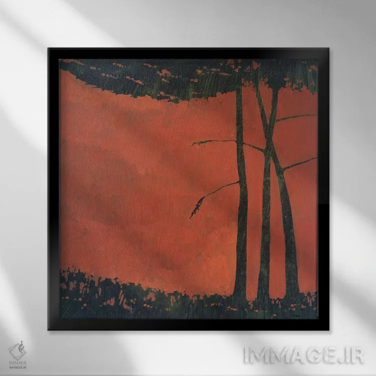 تابلو "منظرهٔ جنگلی دو" اثر رابرت شارون - نمای قابدار مشکی