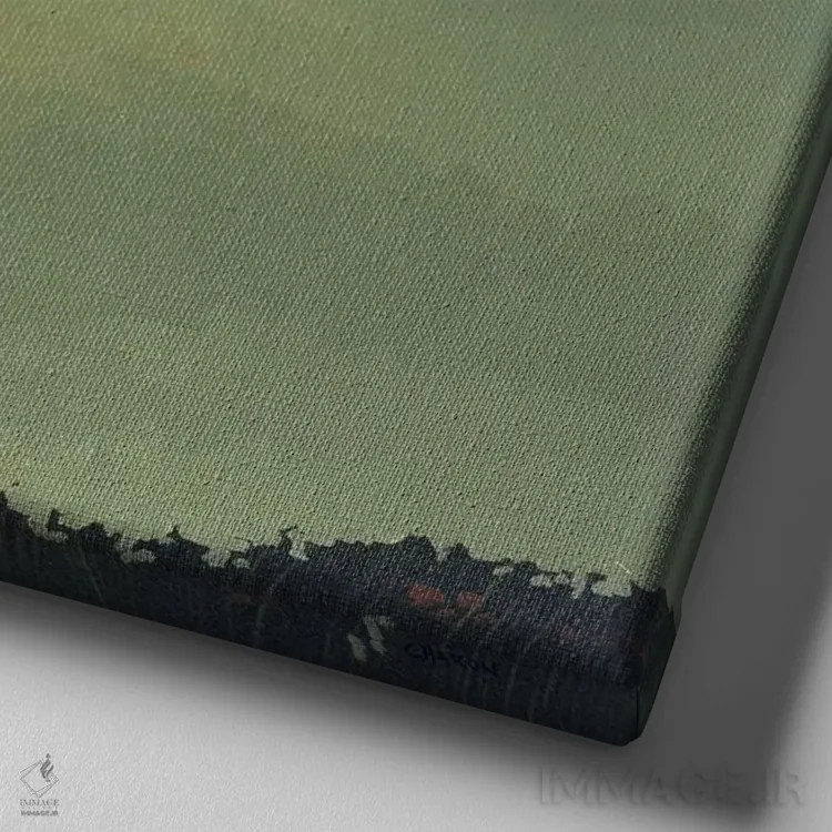 تابلو "منظرهٔ جنگلی چهار" اثر رابرت شارون - نمای نزدیک بافت بوم