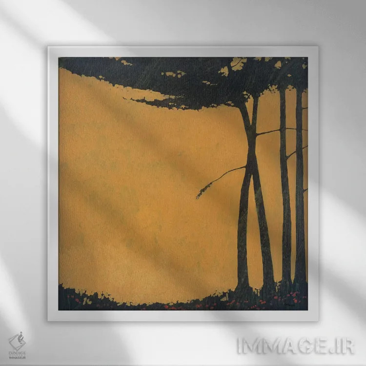 تابلو "منظرهٔ جنگلی یک" اثر رابرت شارون - نمای قابدار سفید