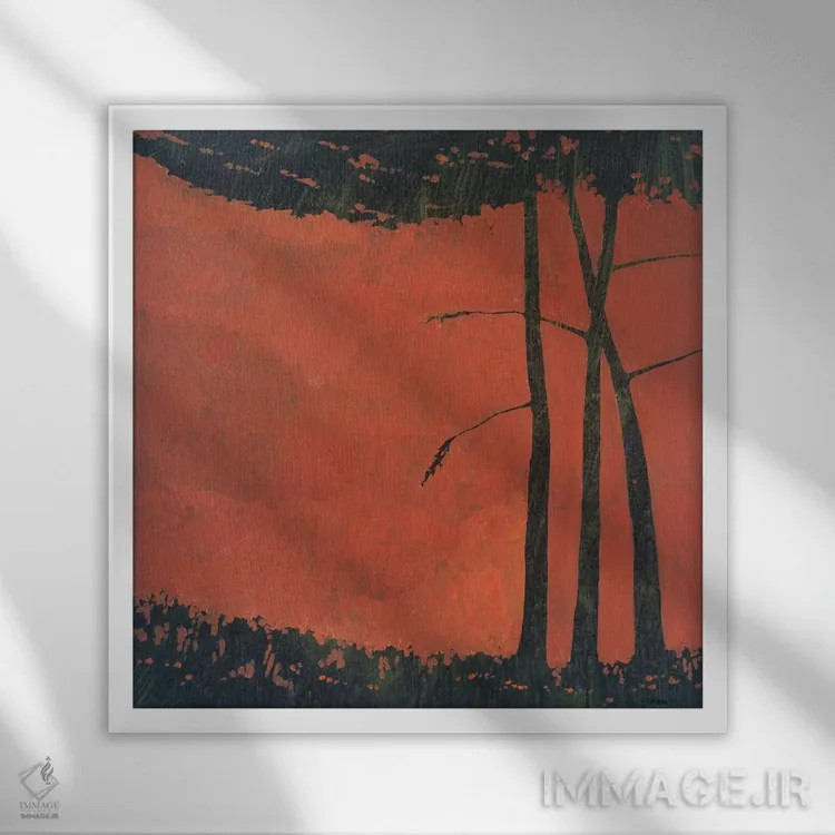 تابلو "منظرهٔ جنگلی دو" اثر رابرت شارون - نمای قابدار سفید