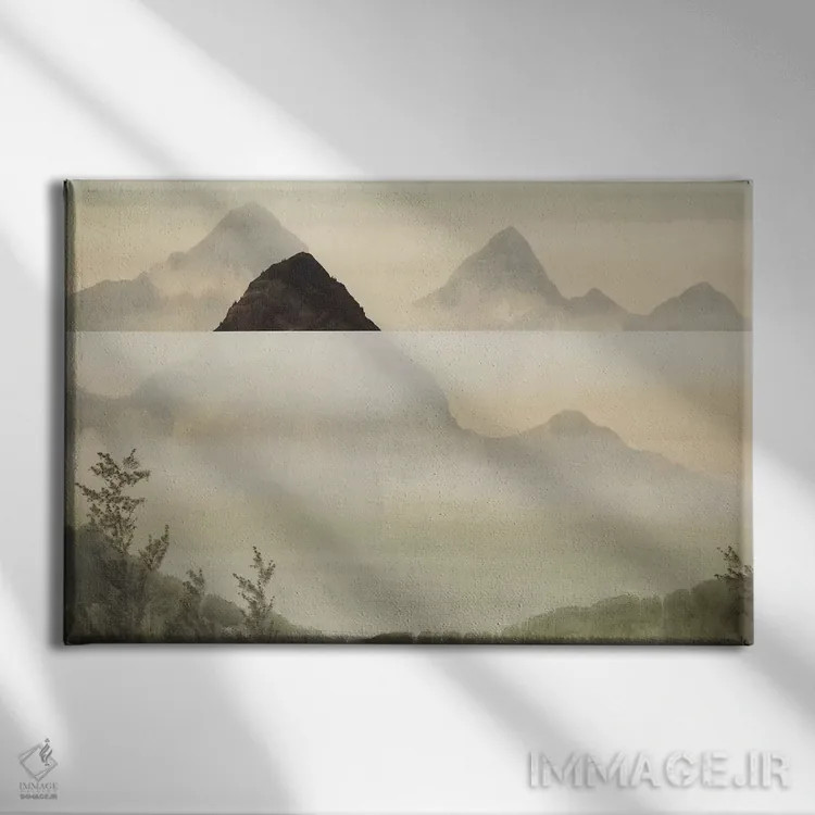 تابلو "کوههای مهآلود" اثر رابرت شارون - نمای روبهرو روی دیوار