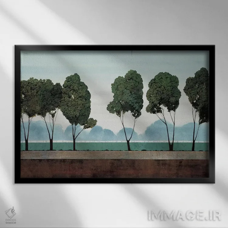 تابلو "شش درخت" اثر رابرت شارون - نمای قابدار مشکی