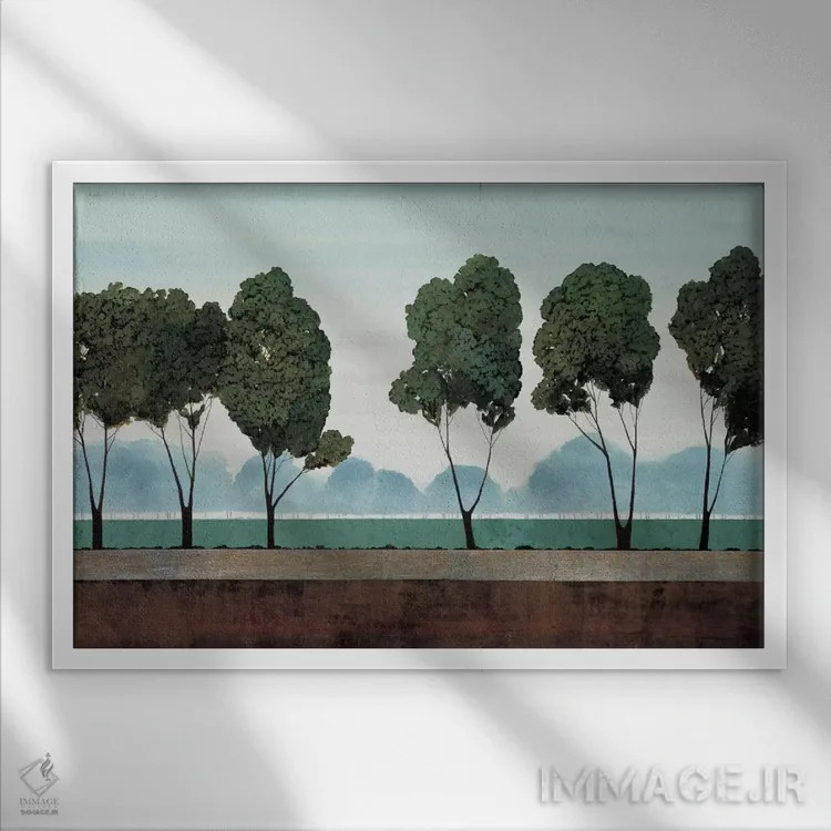 تابلو "شش درخت" اثر رابرت شارون - نمای قابدار سفید