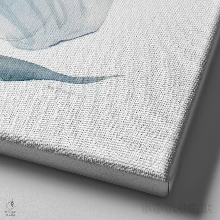 تابلو "شکوفهٔ نیلی سه" اثر کارول رابینسون - نمای نزدیک بافت بوم