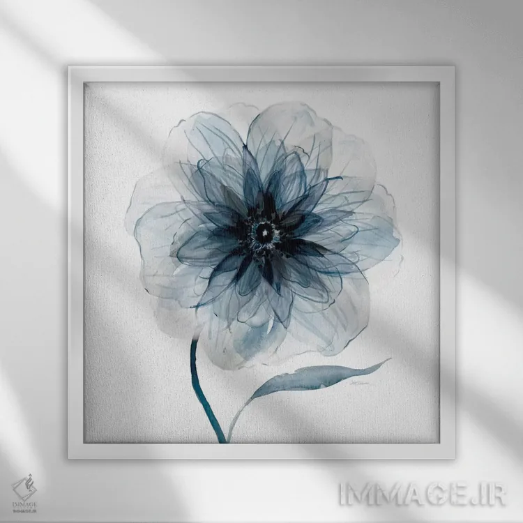 تابلو "شکوفهٔ نیلی سه" اثر کارول رابینسون - نمای قابدار سفید