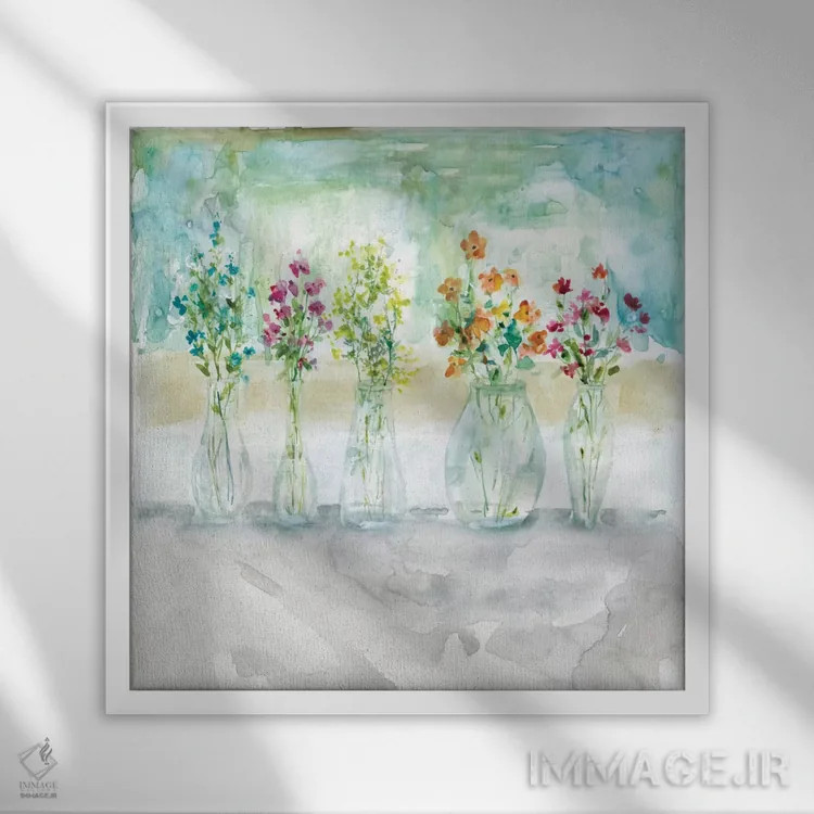 تابلو دستهگل رنگآمیزیشده اثر کارول رابینسون - نمای قابدار سفید