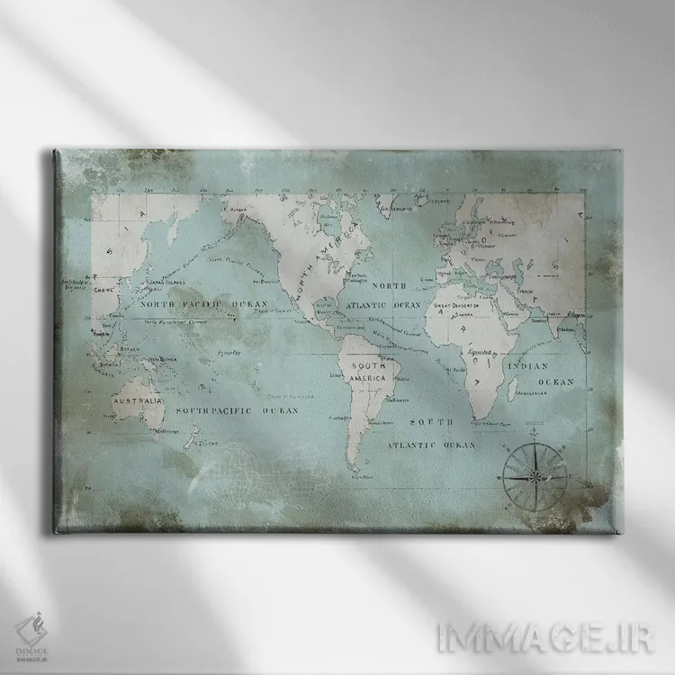 تابلو آبی اقیانوس اثر کارول رابینسون - نمای روبهرو روی دیوار