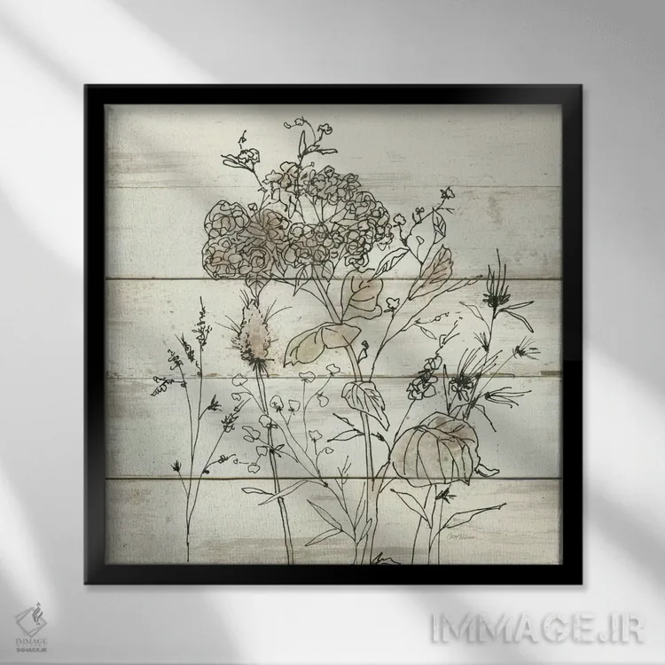 تابلو مطالعه گل خشک II اثر کارول رابینسون - نمای قابدار مشکی