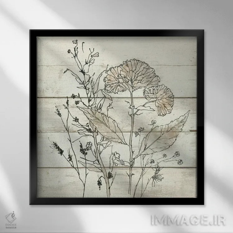 تابلو مطالعه گل خشک I اثر کارول رابینسون - نمای قابدار مشکی