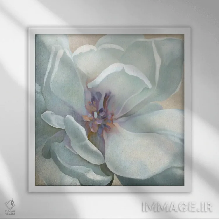 تابلو شکوفه رنگینتاب I اثر کارول رابینسون - نمای قابدار سفید