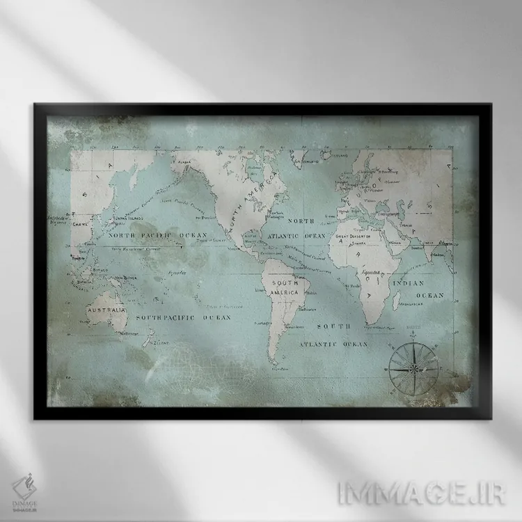 تابلو آبی اقیانوس اثر کارول رابینسون - نمای قابدار مشکی