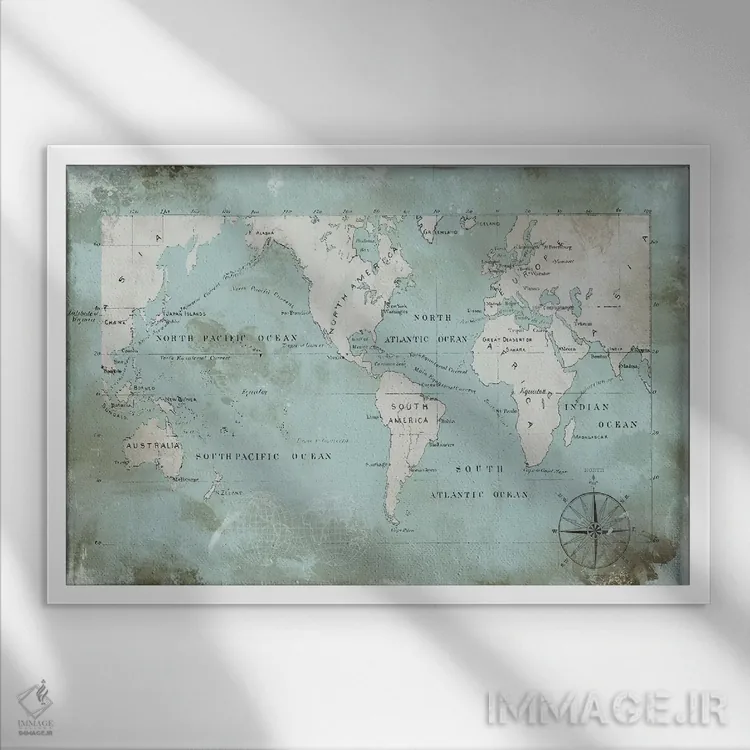 تابلو آبی اقیانوس اثر کارول رابینسون - نمای قابدار سفید