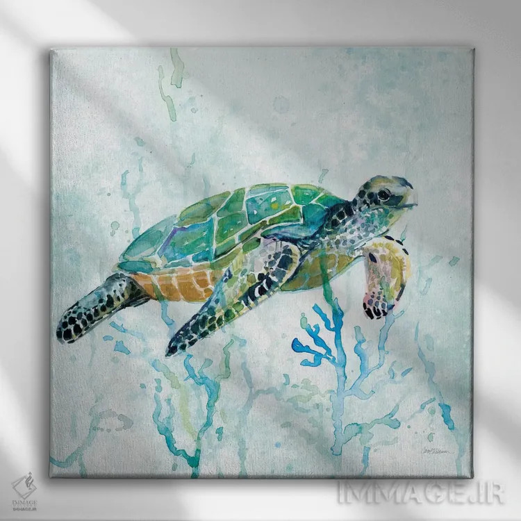 تابلو شنا لاکپشت دریایی I اثر کارول رابینسون - نمای روبهرو روی دیوار