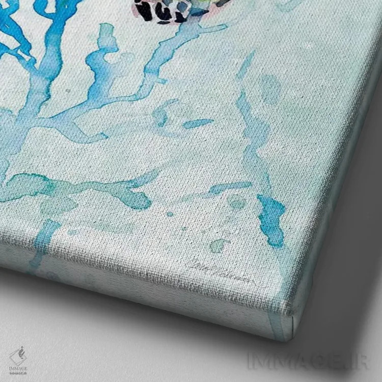 تابلو شنا لاکپشت دریایی I اثر کارول رابینسون - نمای نزدیک بافت بوم