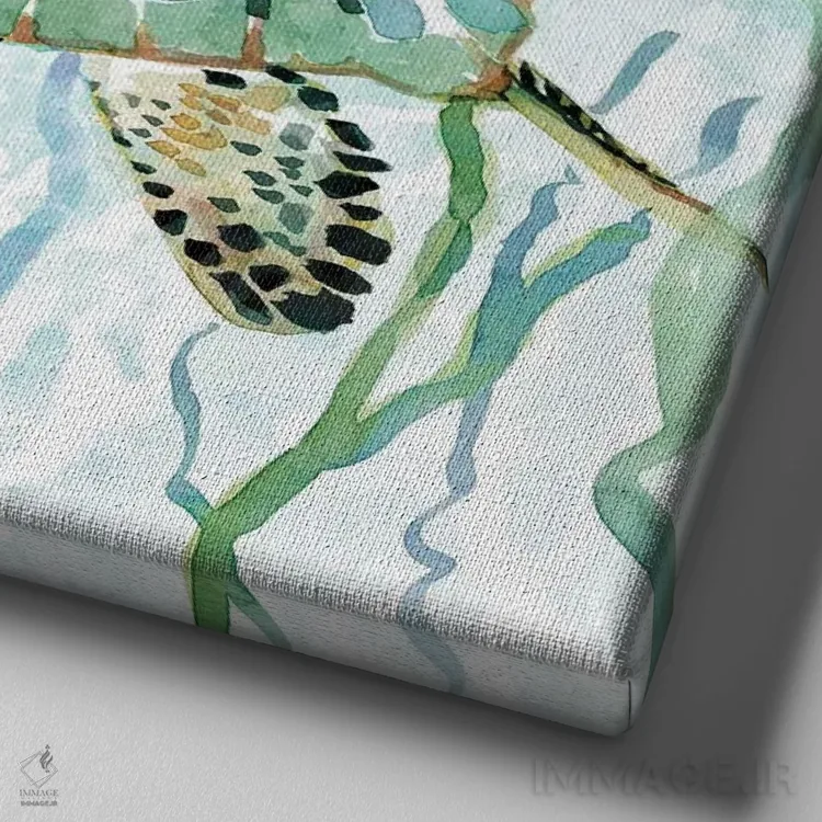 تابلو شنا لاکپشت دریایی II اثر کارول رابینسون - نمای نزدیک بافت بوم