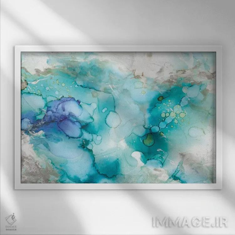 تابلو مرمر سبزآبی اثر کارول رابینسون - نمای قابدار سفید