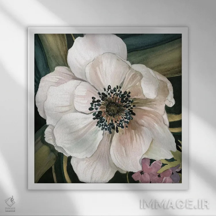 تابلو مطالعه گل شقایق دریایی IV اثر کارول رابینسون - نمای قابدار سفید