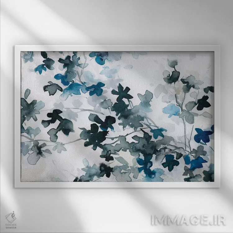 تابلو شکوفههای گیلاس آبی اثر کارول رابینسون - نمای قابدار سفید