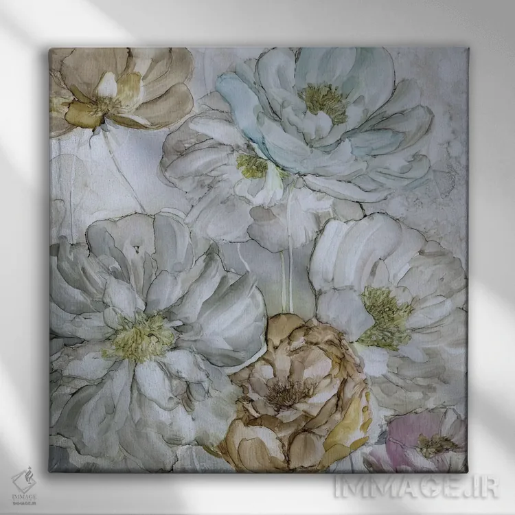 تابلو صد تومانیهای مهتابی (نوعی گل) اثر کارول رابینسون - نمای روبهرو روی دیوار