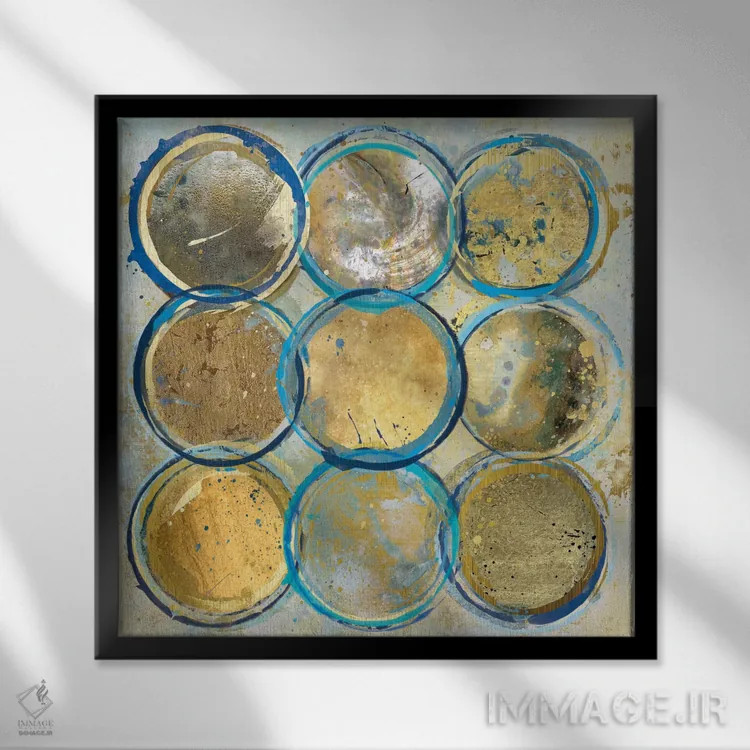 تابلو طلای نیلی اثر کارول رابینسون - نمای قابدار مشکی