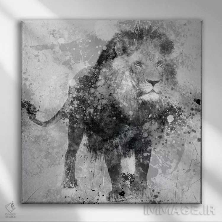 تابلو شیر (حیوان) اثر کارول رابینسون - نمای روبهرو روی دیوار