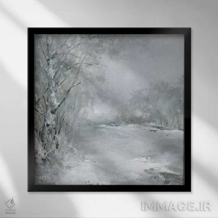 تابلو سرزمین شگفتانگیز زمستانی اثر کارول رابینسون - نمای قابدار مشکی