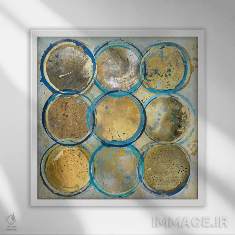 تابلو طلای نیلی اثر کارول رابینسون - نمای قابدار سفید