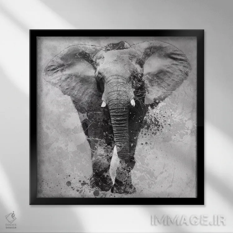 تابلو فیلِ سرافراز اثر کارول رابینسون - نمای قابدار مشکی